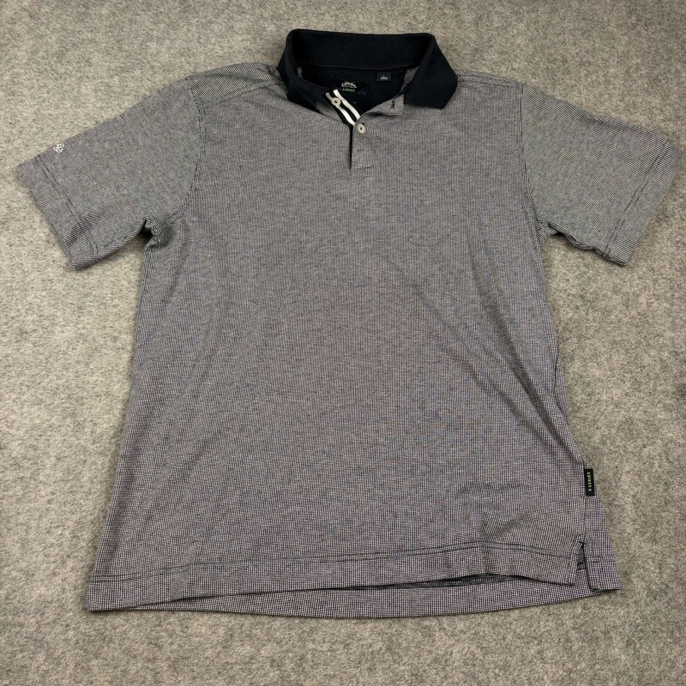 Callaway Golf Polo Shirt Mens Large X‎ Series C-Tech Micro Check Grey Blue